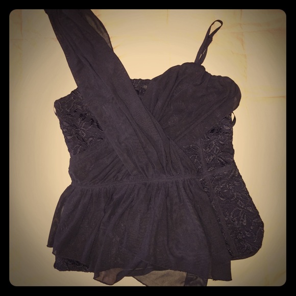 NWOT Gorgeous black Bebe mesh and lace top, S - Picture 1 of 6